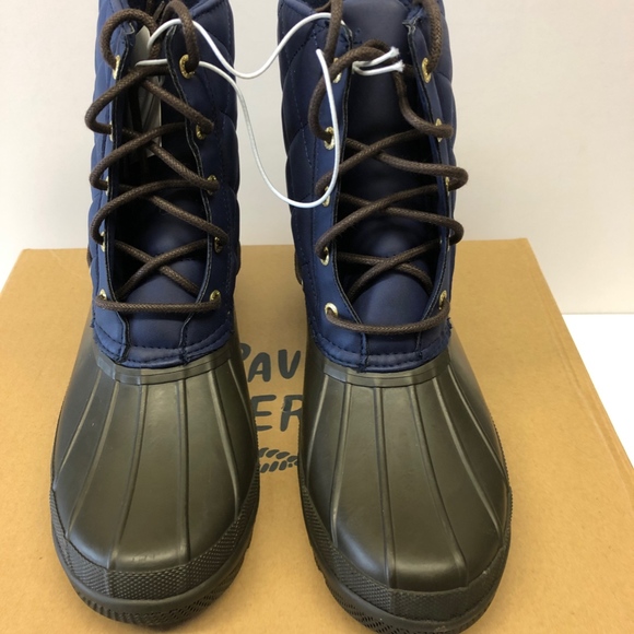 New Women's Sperry Gossling Duck Boots Navy/Brown - Picture 4 of 4